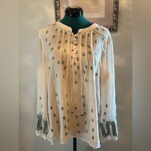 Sundance Peach Embroidered Boho Tunic Size XL New